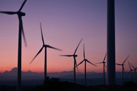 Sunset and alternative wind energy