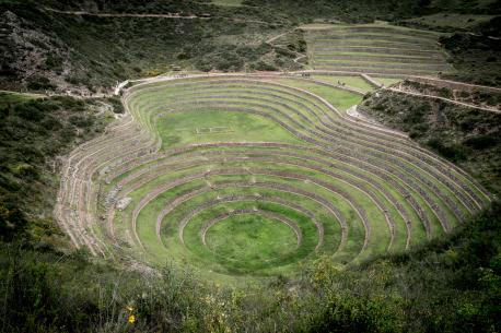 Aerial view of the Moray terraces